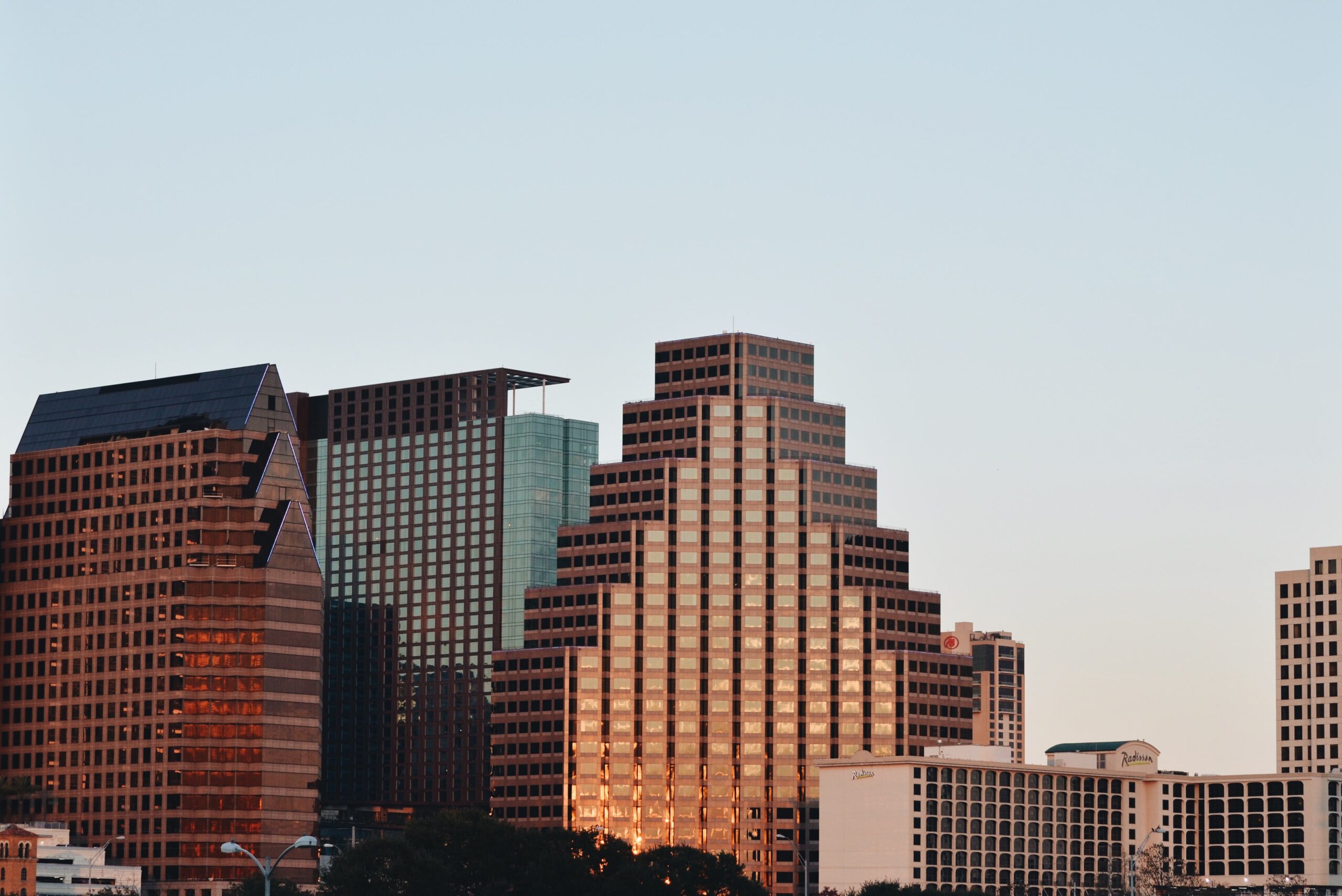 Close up of Austin downtown skyline with focus on the One Eleven Congress building and surrounding buildings