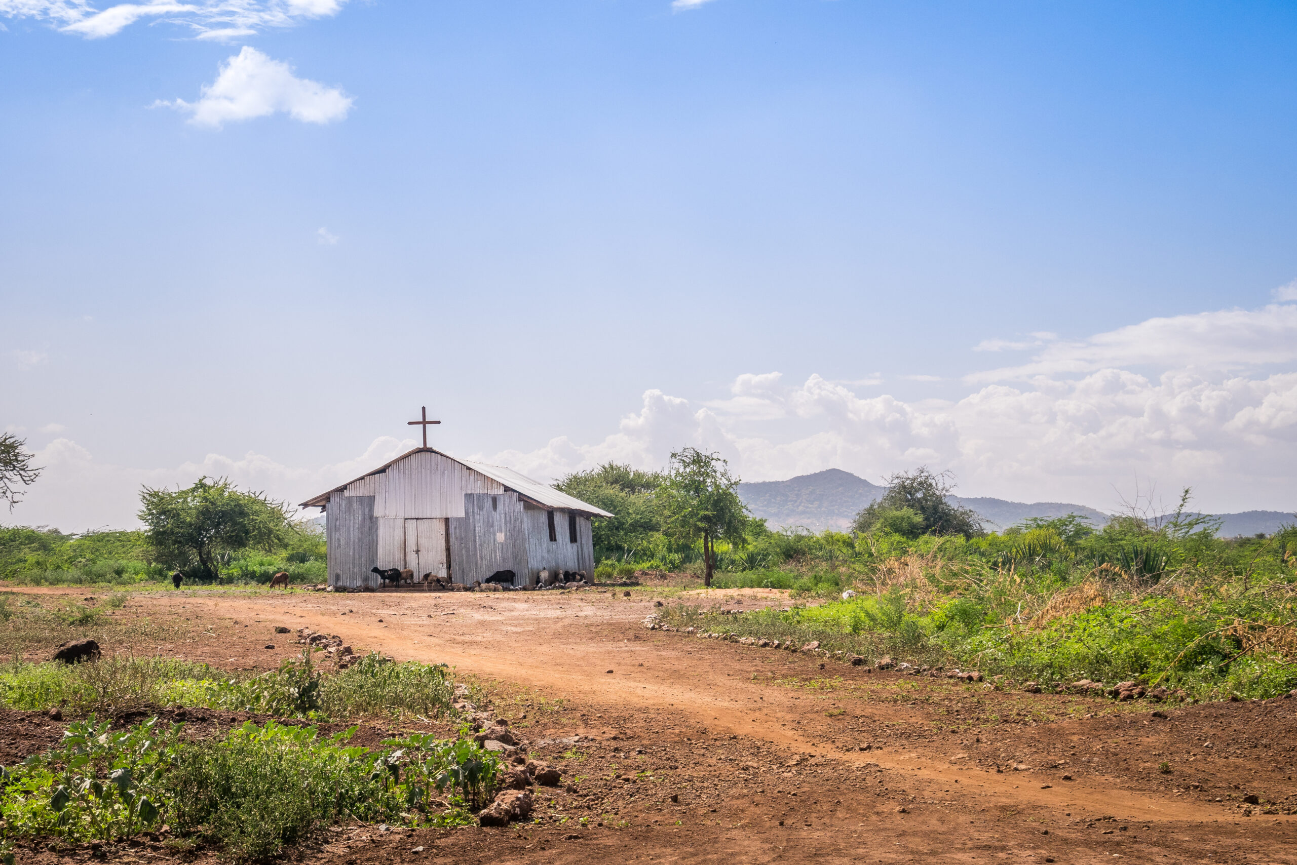 Small christian church in rural african area, Kenya